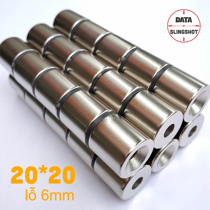 Nam Châm Hít Bi 20x20 mm hình trụ có lỗ - DATA SlingShot