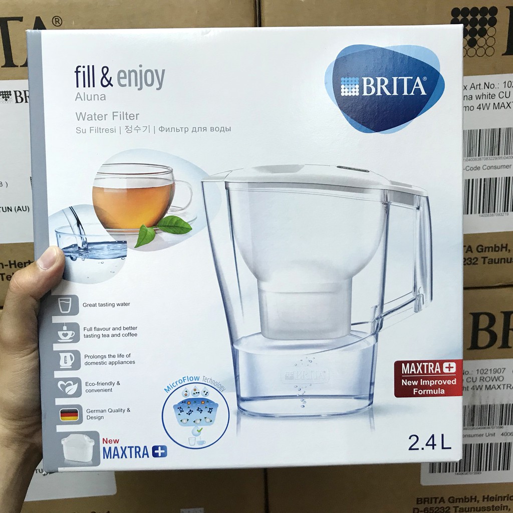 Bình lọc nước BRITA Aluna Cool White 2,4l (có sẵn 1 lõi lọc Maxtra Plus)