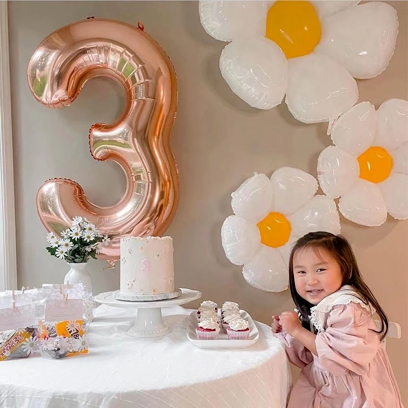 1 Bong Bóng Lá Nhôm Hình Hoa Cúc Trắng Trang Trí Tiệc Cưới / Sinh Nhật / Lễ Tình Nhân