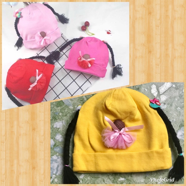 Nón sơ sinh bím tóc