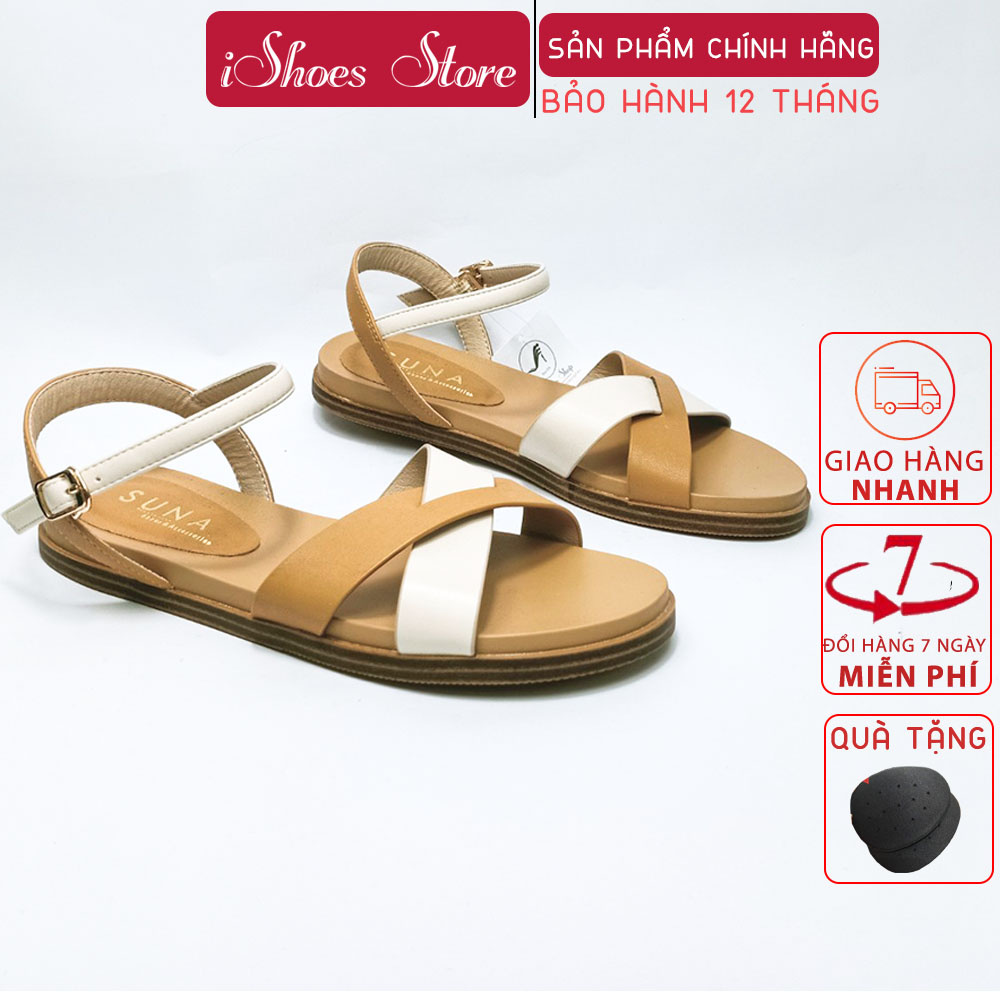 Sandal nữ đế bệt quai đan chéo siêu xinh màu bò kem - X112