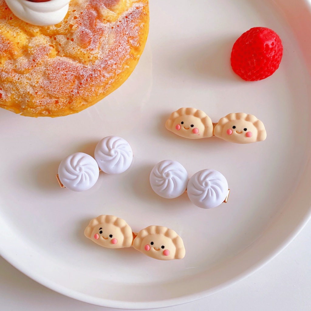 Kẹp Tóc Hình Bánh Bao Mặt Cười Dễ Thương Cho Nữ