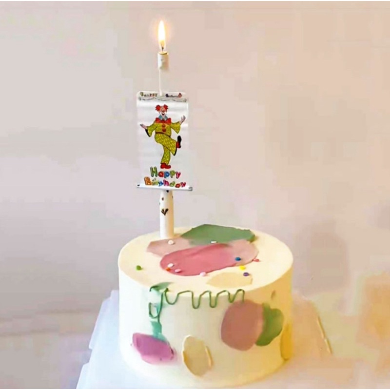 Cây nến ngạc nhiên mặt hề happy birthday phong cách INs