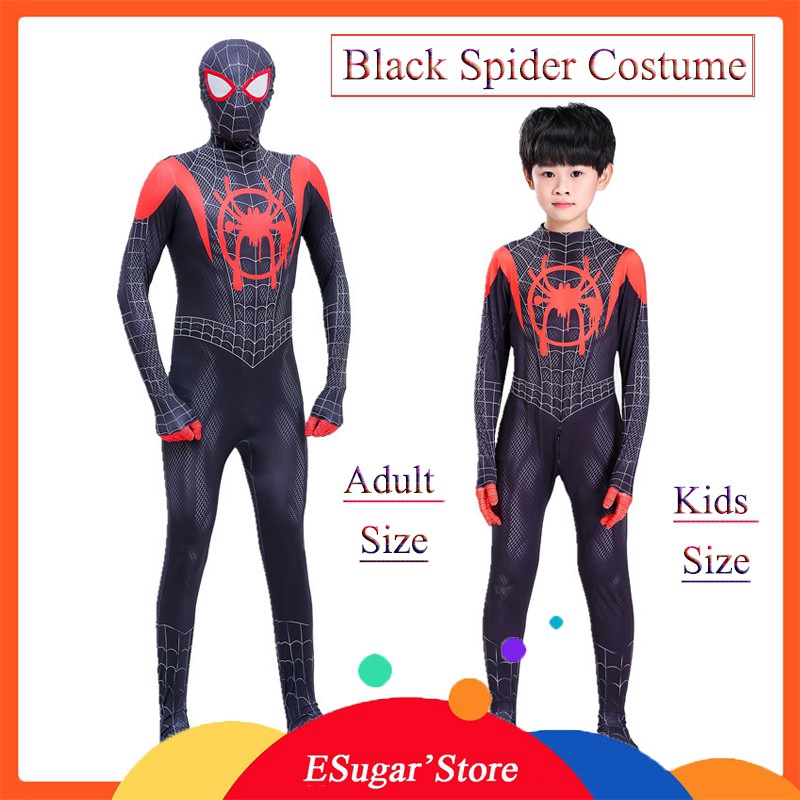 Trẻ em Những cậu bé Đen Người nhện Cosplay Trang phục Bộ đồ liền thân Halloween Buổi tiệc Sinh nhật Quần áo