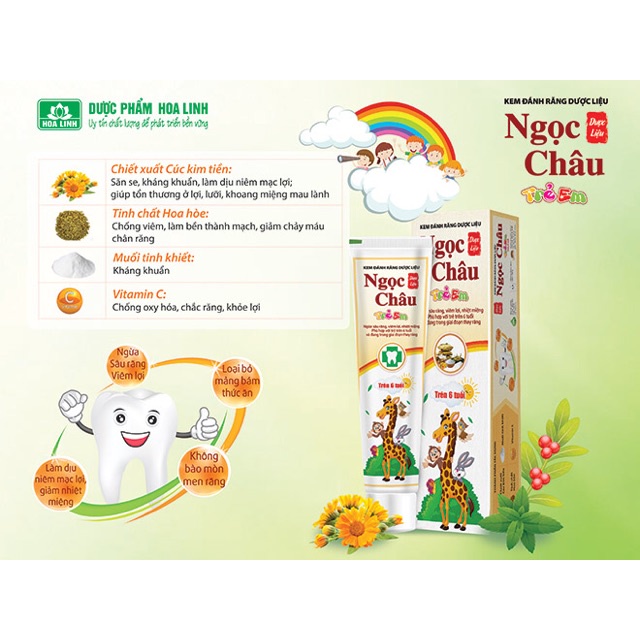 Kem đánh răng dược liệu NGỌC CHÂU trẻ em 70g