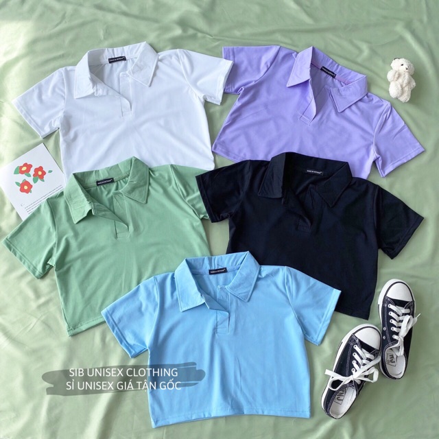 Áo croptop polo nữ tay ngắn ôm body phong cách ulzzang SIB019