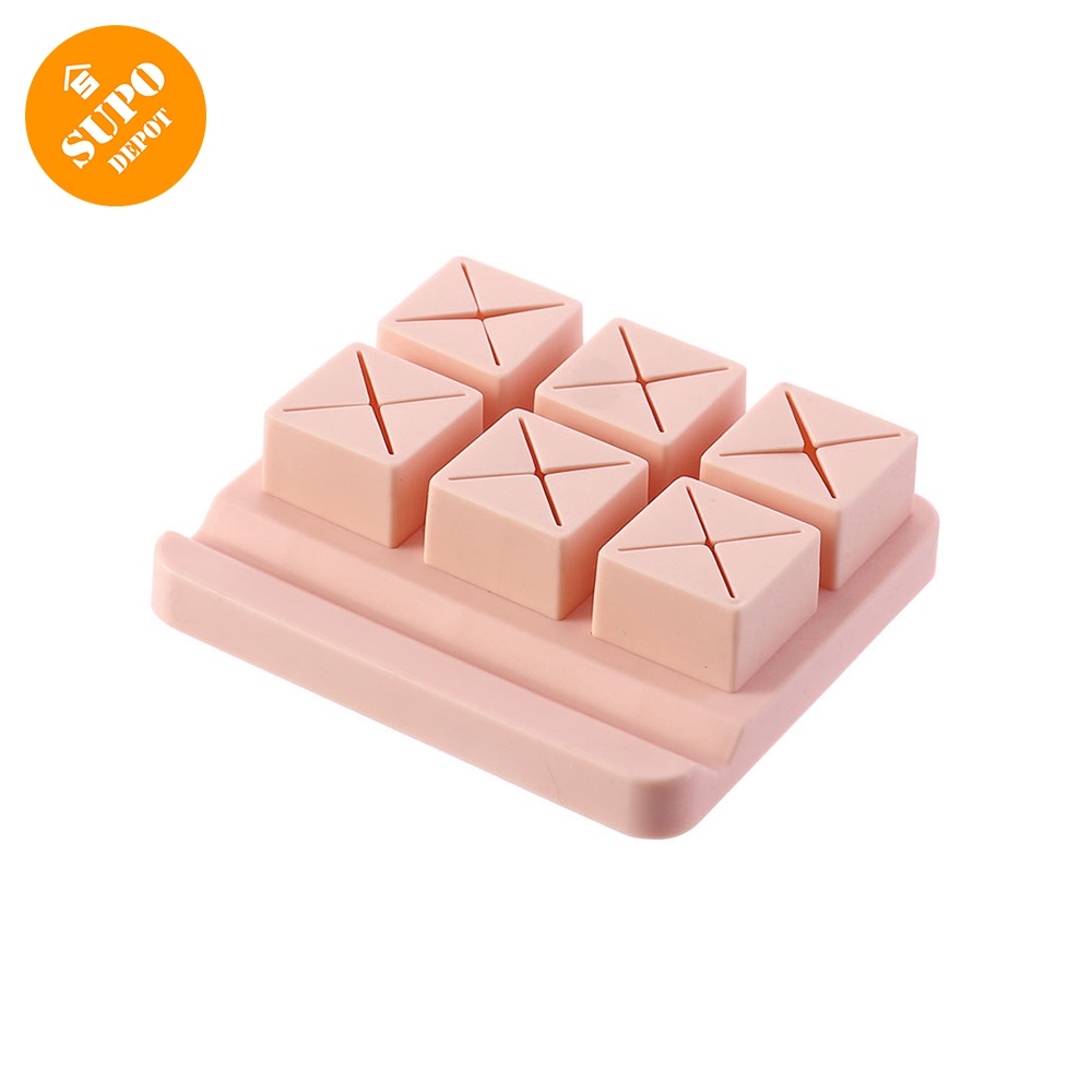 SUPO DEPOT - Hộp Đựng Mỹ Phẩm Son Môi Bút Chì Kẻ Lông Mày 6 Ngăn Bằng Silicone