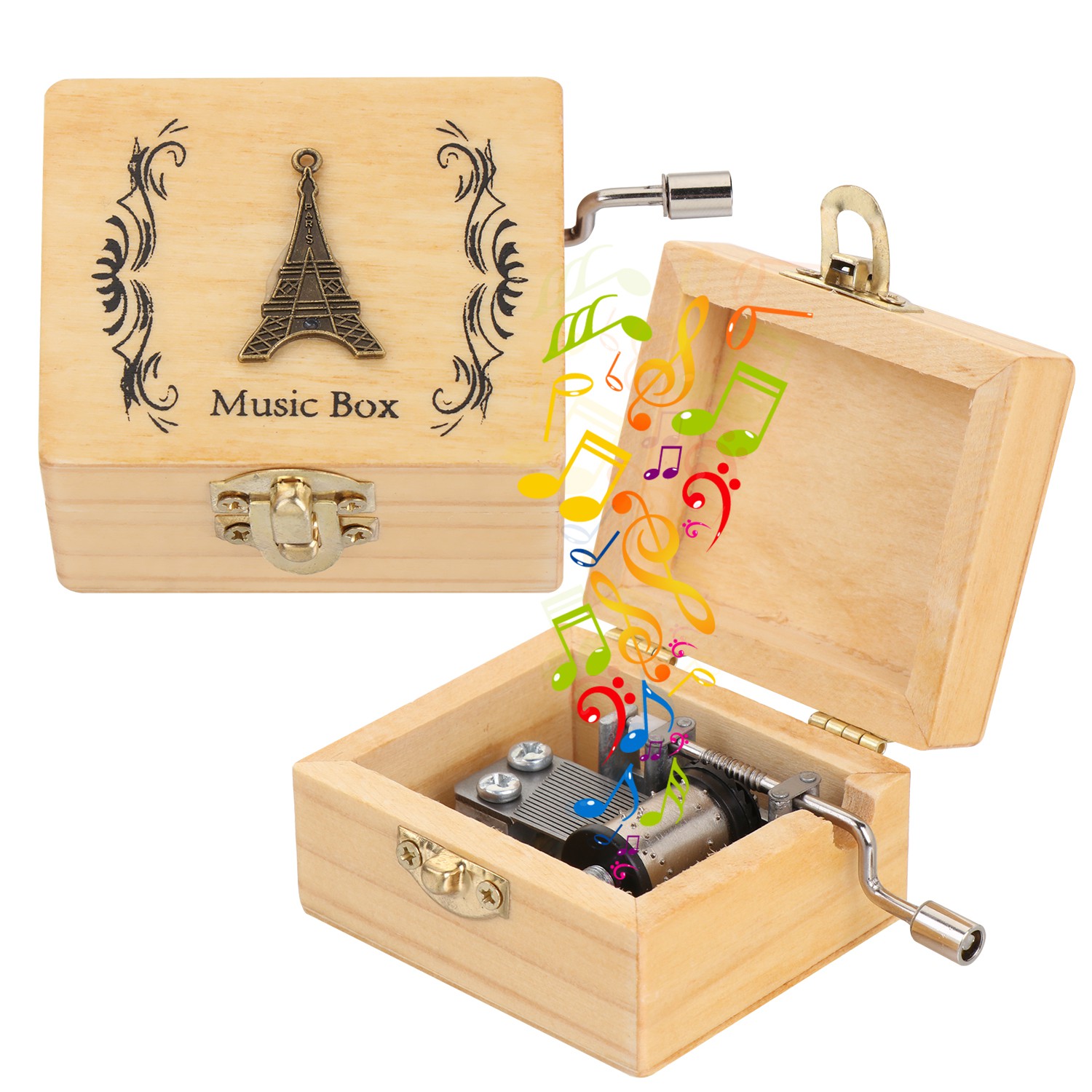 DAPHNE Thanksgiving Day Wooden Hand Crank Valentine's Day Antique Engraved Music Box Mother's Day Classical Birthday Memorial Gifts Musical Boxes