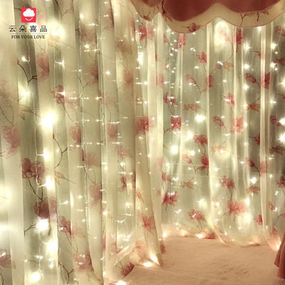 Đèn led rèm ánh sáng ngôi sao phòng ngủ phòng ngủ Net Màu đỏ trang trí đèn chuỗi lãng mạn vải kính đèn đám cưới