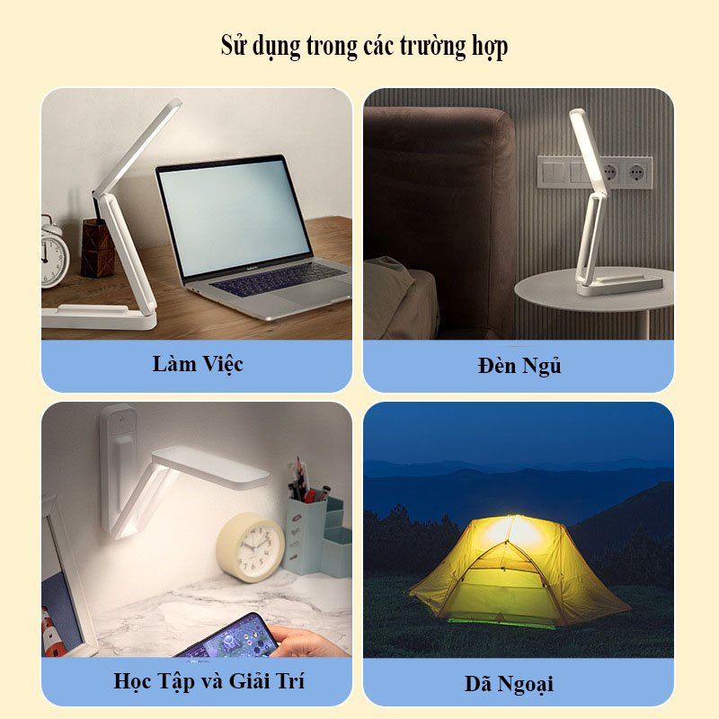 Đèn Học Để Bàn  - Đèn Học Tích  Nhỏ Gọn 3 Chế Độ Ánh Sáng Tăng Giảm Độ Sáng DH03