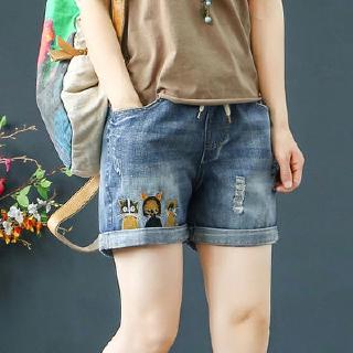 SUGEMIUSI Quần Short Jean Nữ Lưng Cao