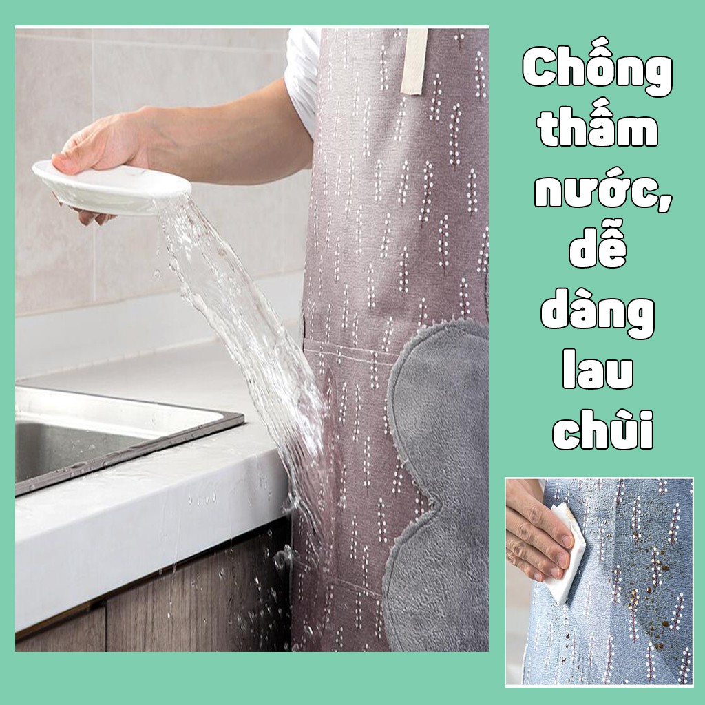 Tạp dề nấu ăn, pha chế, làm bánh, phục vụ chống thấm nước phong cách Hàn Quốc.