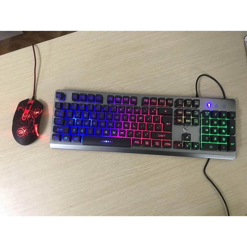 Bàn phím giả cơ chuyên game Langtu K002  104 phím, mặt kim loại, LED Rainbow - BẢO HÀNH 12 THÁNG