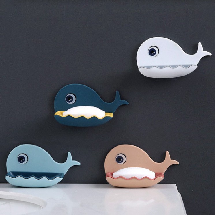 Khay đựng xà bông dán tường hình cá voi 4 màu dễ thương – 2 lớp dễ thương - Bánh Hẹ Shop