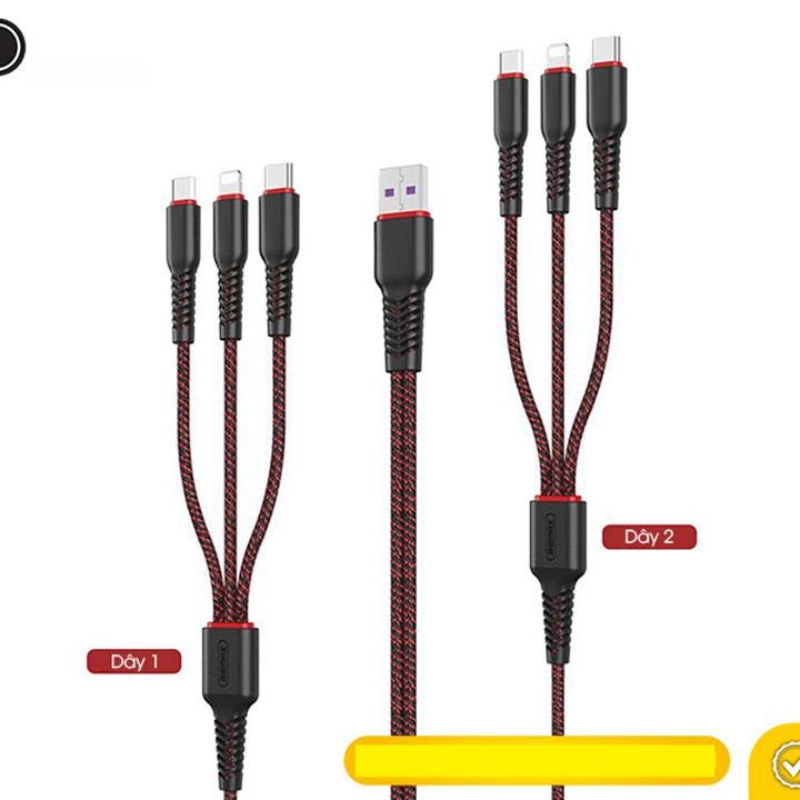 Cáp sạc Remax 6 in 1 RC-153 2 Cổng Type C, 2 Cổng Lightning, 2 Cổng MicroUSB (Đỏ - Đen)