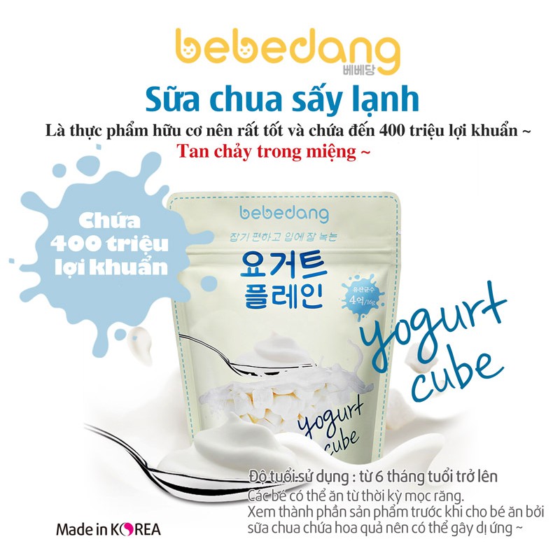 Sữa chua khô hoa quả sấy lạnh Bebedang nhập khẩu Hàn Quốc - Vị Sữa Chua nguyên chất