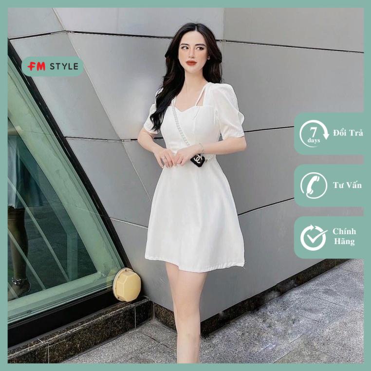 Váy đi tiêc xoè tay Bồng Khoét Lưng fmstyle Shop Có Thắt Dây Sau Sang Chảnh Đầm Đi Tiệc Cổ Thuyền 220411009