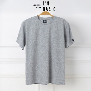 Áo phông Trơn Ngắn tay màu xám I'm Basic Unisex, chất cotton mềm mịn, thoáng mát, bền màu phong cách Hàn Quốc. (ANT01)
