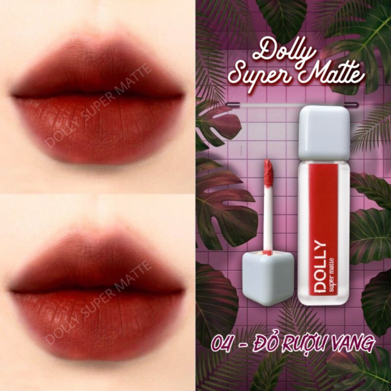 Hot Trend  [ 04 Đỏ R.ư.ợ.u vang ] Son Kem Lì Dolly Super Matte Không Chì Màu Đỏ R.ư.ợ.u vang | BigBuy360 - bigbuy360.vn