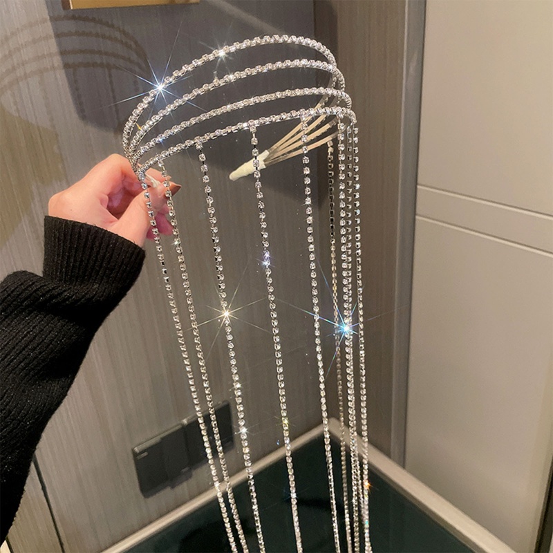 Flgo Băng Đô Cài Tóc Dạng Chuỗi Dài Đính Đá Pha Lê Tinh Tế Cho Nữ