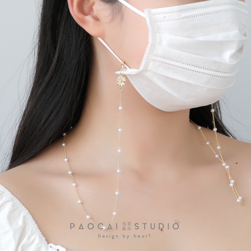 Dây Đeo Khẩu Trang Đính Ngọc Trai Thời Trang Hàn Quốc Cho Nữ