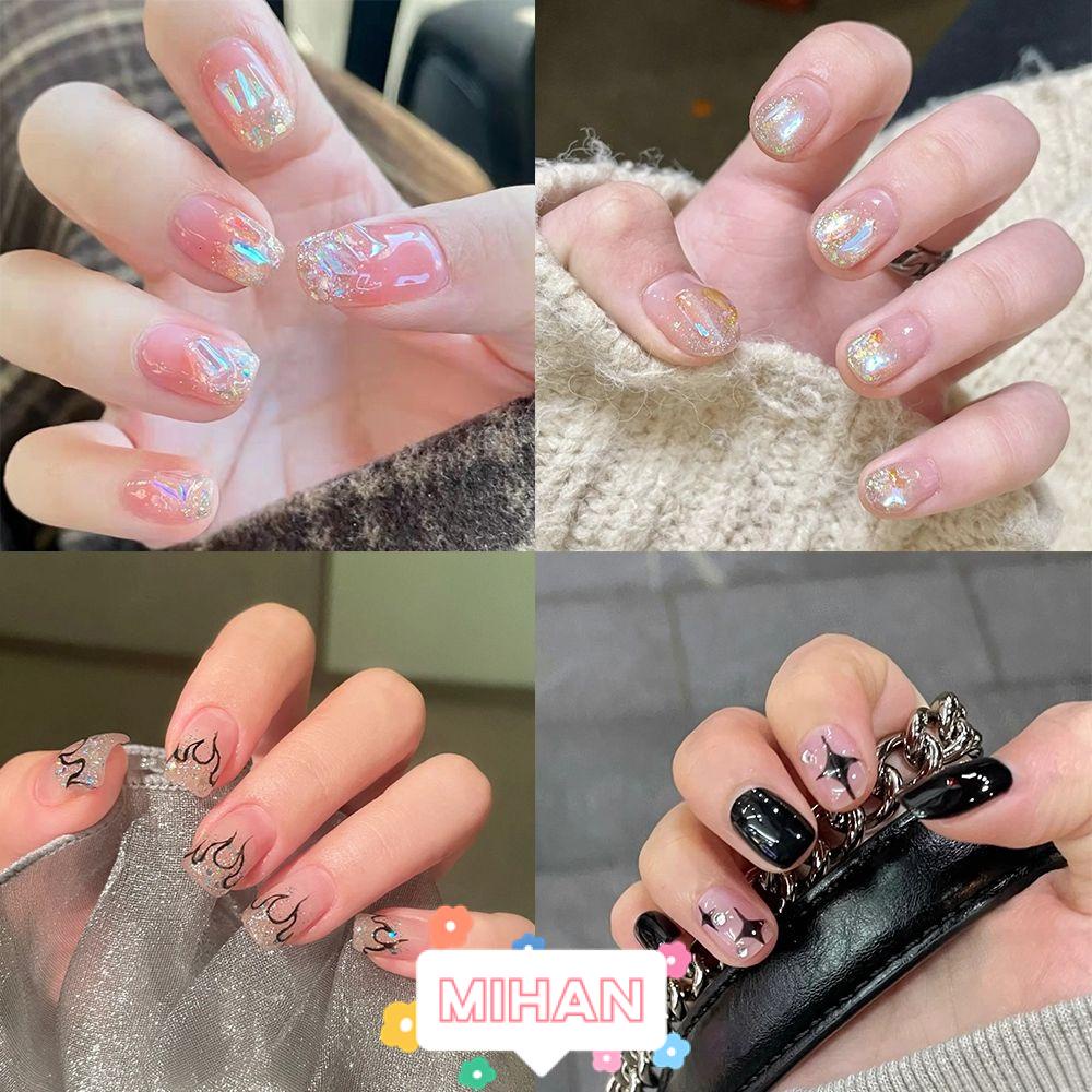 Hộp 24 Móng Tay Giả Ngắn / Tròn / Vuông Có Thể Tháo Rời MIHAN1