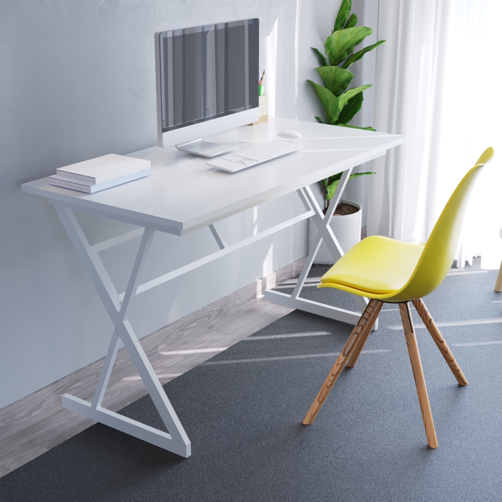 Bàn làm việc chữ x chân sắt sơn tĩnh điện không rỉ, mặt gỗ công nghiệp MDF bàn học sinh gaming