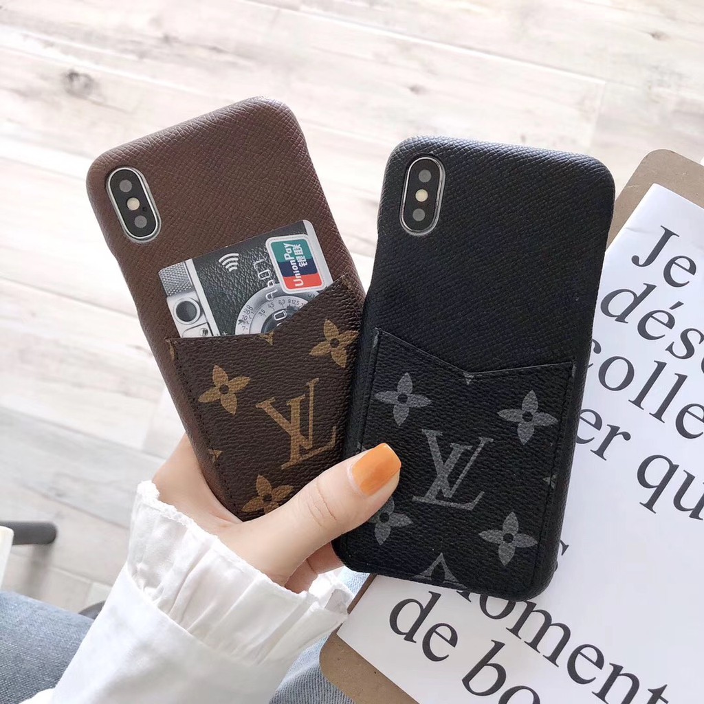 Lv Ốp Điện Thoại Chống Rơi Có Ngăn Đựng Thẻ Dành Cho Iphone 11 11pro Xr 6 7 8p Mobile