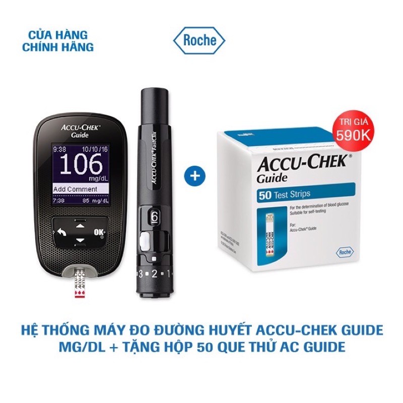 Máy đo đường huyết accu- ch Máy đo đường huyết accu- chek Guide(CAM KẾT HÀNG CHÍNH HÃNG)