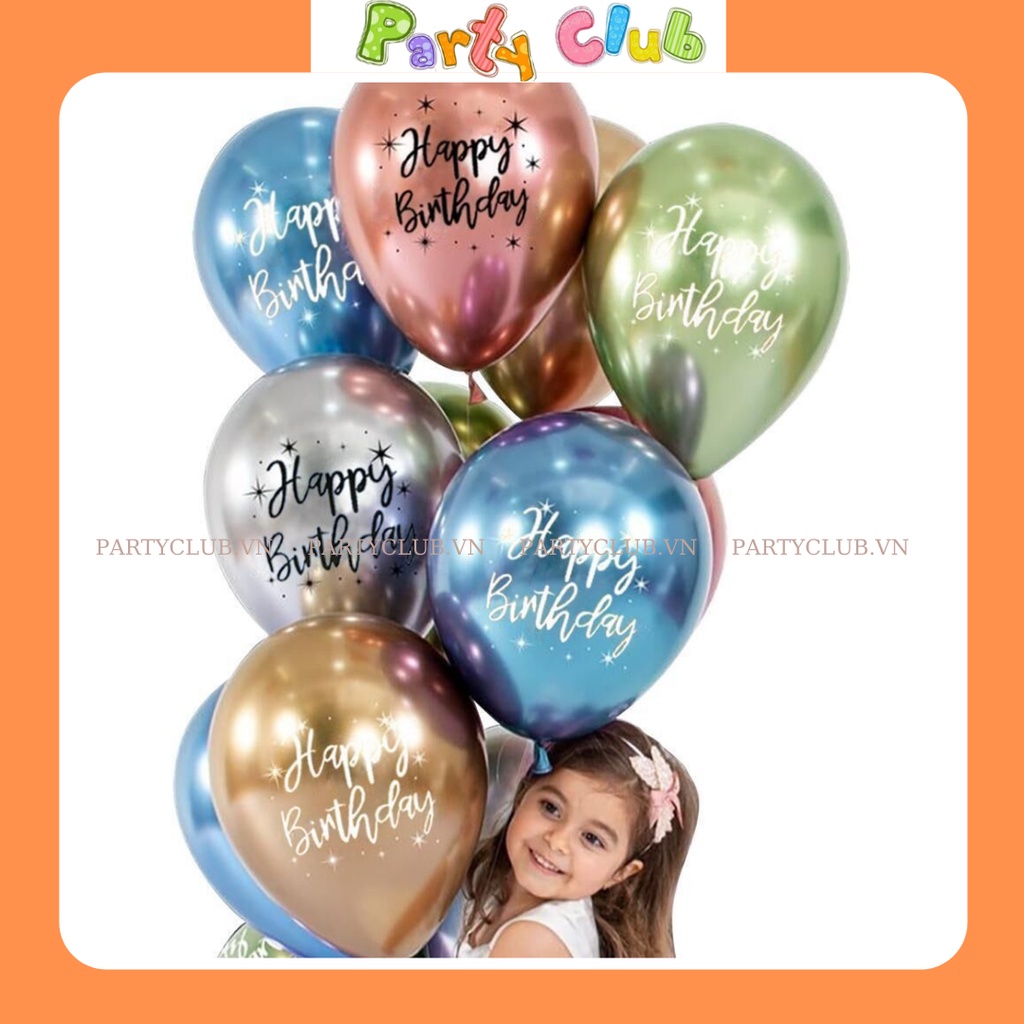 Bóng nhũ kim loại in chữ happy birtday