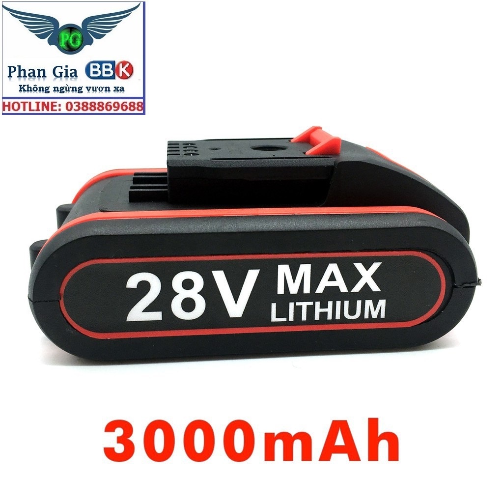 Pin máy khoan 28V - Pin 28V - dùng cho máy 21V, 24V, 26V, 28V, 36V mới 100%