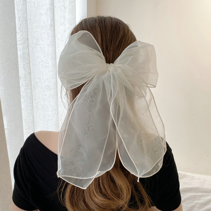 Kẹp Tóc Lưới Hai Lớp Đính Nơ Thời Trang Thanh Lịch Cho Nữ