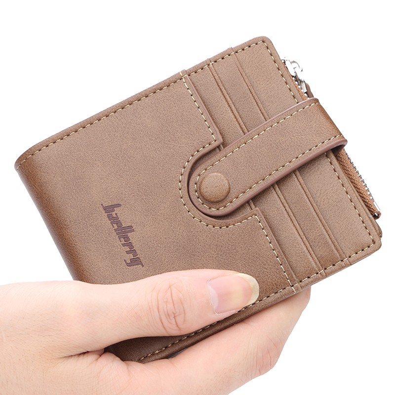 「COD」Baellerry Men's Short Wallet Korean Version of The Buckle Multi-card Position Purse