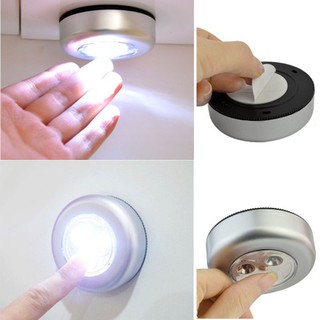 Đèn mini 3LED không dây dạng nhấn chạm làm đèn ngủ/đèn bếp/tủ chén/tủ quần áo