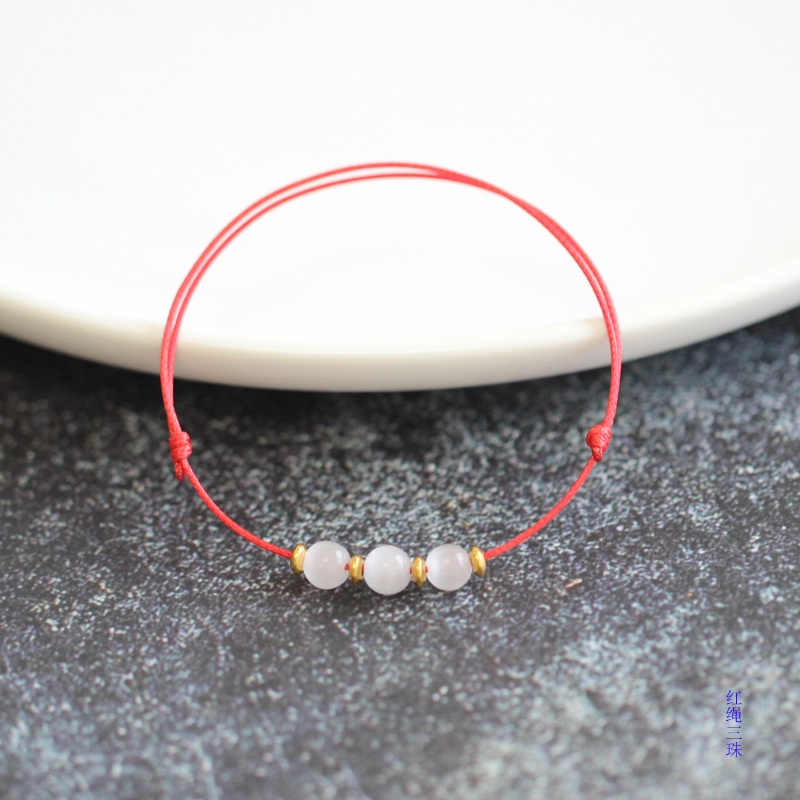 Vòng Tay Dây Đỏ Đính Đá Opal Nhân Tạo Thời Trang Cho Nữ