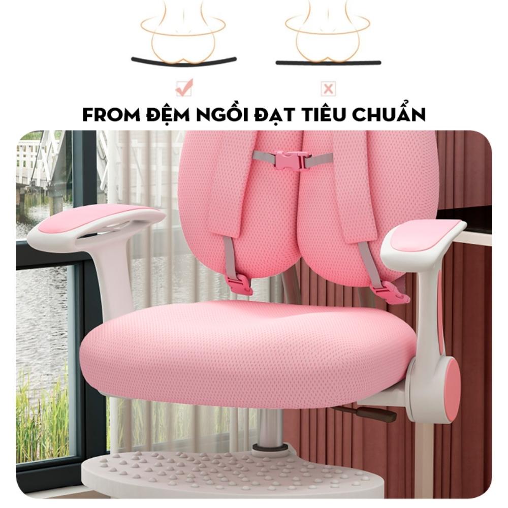 Ghế Xoay Học Sinh Thông Minh Chống Gù Lưng Chống Cận, Tăng Chỉnh Chiều Cao, Có Gác Chân, Bọc Đệm Chống Thấm Nước và Bụi