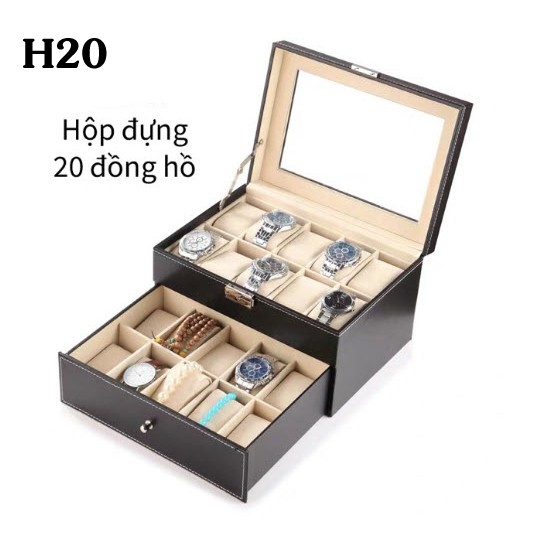 SIÊU RẺ Hộp Đựng Đồng Hồ, Trang Sức, Mắt Kính Da Pu 2 Tầng, 3 Tầng.