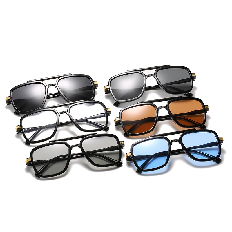 Kính mát gọng chữ nhật họa tiết siêu anh hùng Người Sắt sang trọng thời trang cho nam