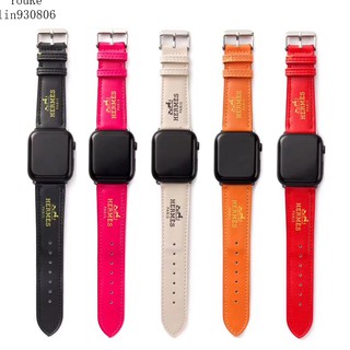 Hermès Dây Đeo Bằng Da In Chữ HERMES HERMES Cho Đồng Hồ Thông Minh Apple Watch iWatch1/2/3/4/5/6/7 SE