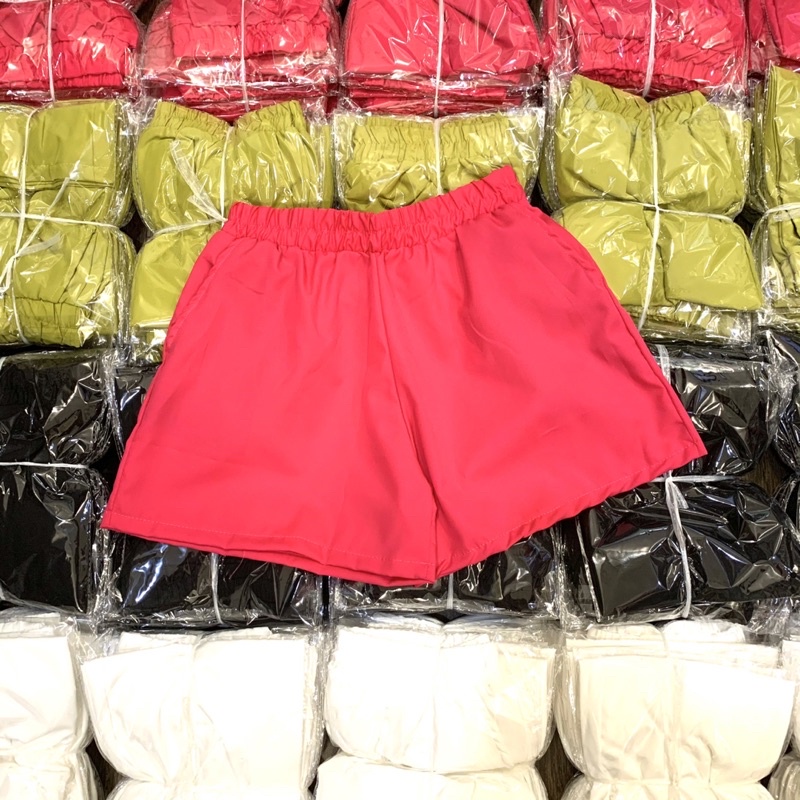 Sét bộ áo bẹt vai tay phồng quần đùi lưng chun màu Hồng sen