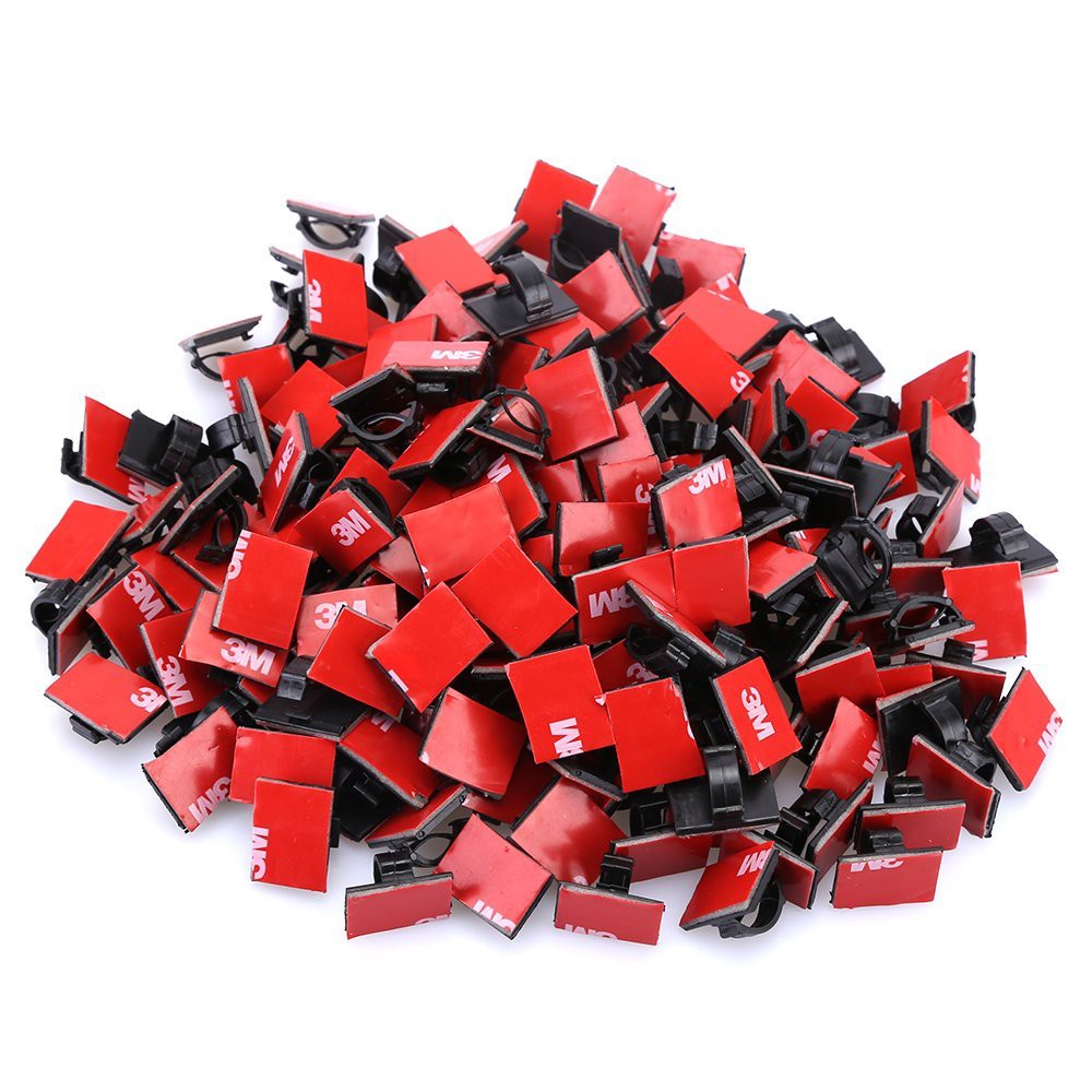 Clips - nẹp kẹp dây cáp điện tiện dụng có sẵn keo 3M màu đen 13mmx18mm