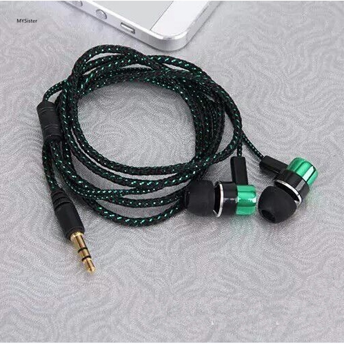 1 tai nghe nhét tai có dây bện bằng kim loại thời trang cho MP3