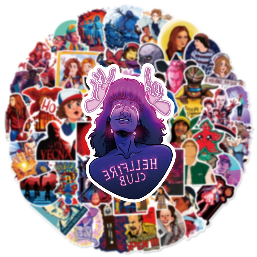 ❉ Phim Stranger Things Series 10 Hình Dán ❉ Bộ 50 Sticker Chống Thấm Nước Họa Tiết Doodle Hợp Thời Trang