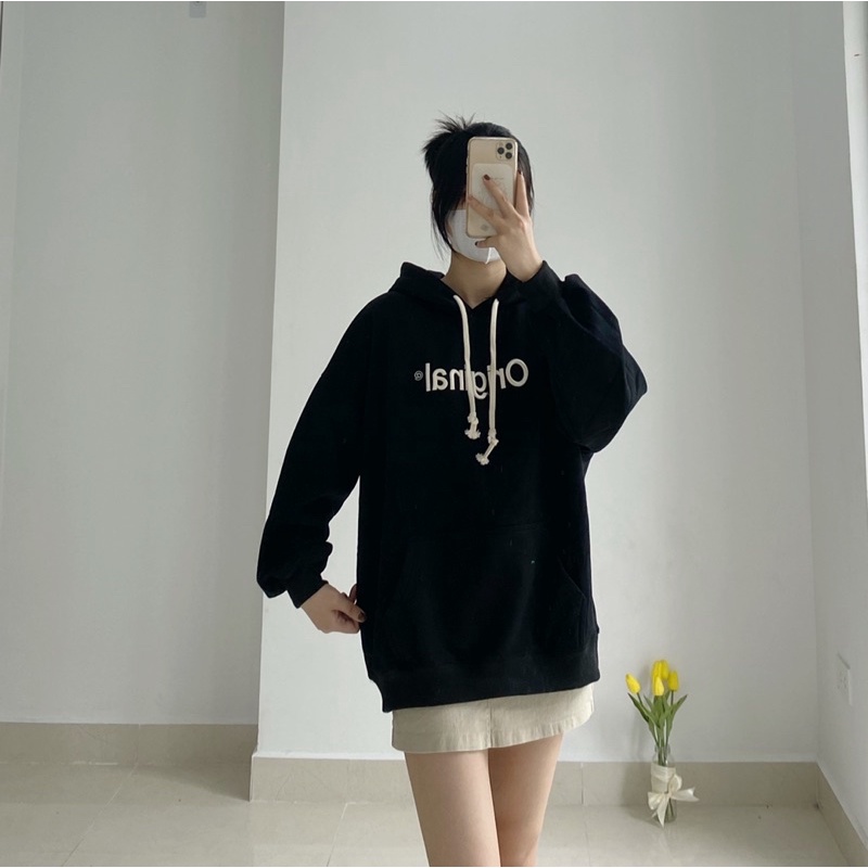 SWEATER Hoodie Nỉ CHẦN NHUNG DÀY DẶN thêu chữ Original Form Rộng Unisex