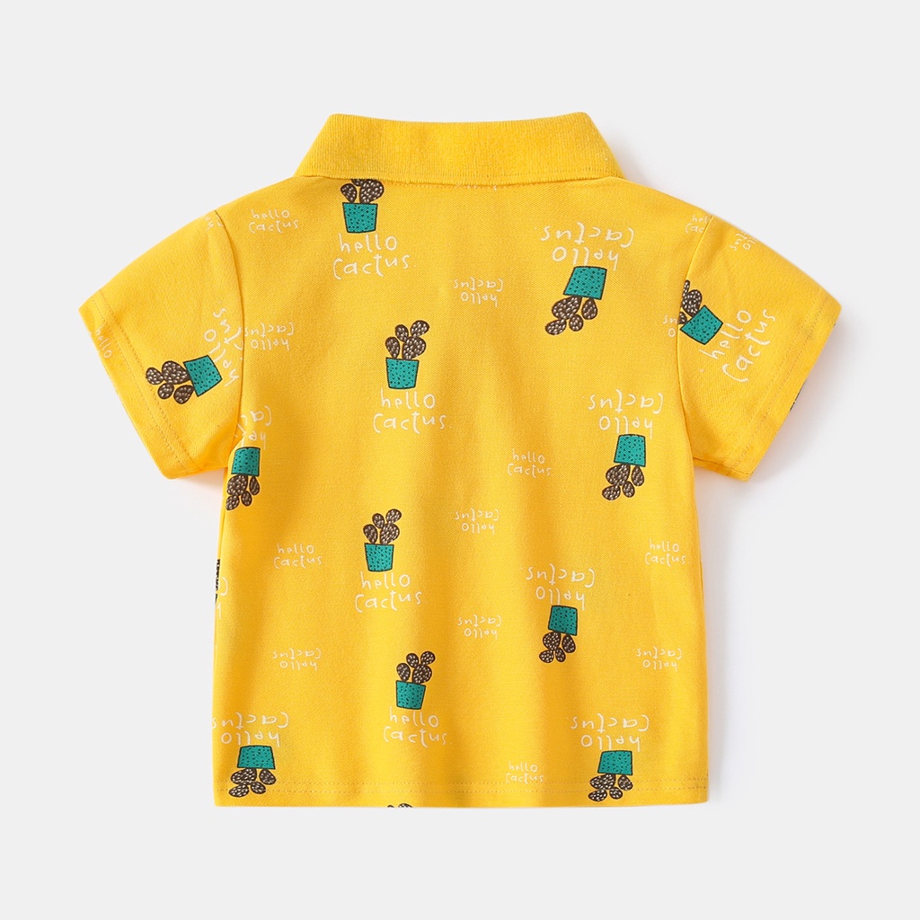 Áo thun polo SOFFNY tay ngắn chất liệu cotton in hình khủng long hoạt hình thời trang mùa hè cho bé