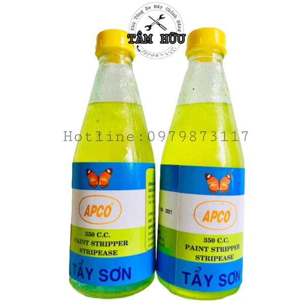Chất tẩy sơn 350CC, 1L -APCO chai thủy tinh, lon thiếc chuyên dụng