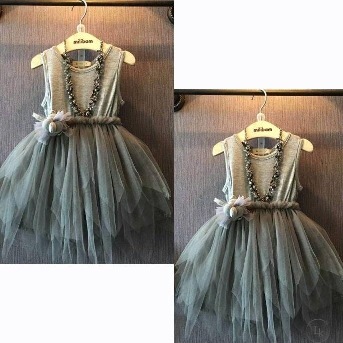 Đầm công chúa phối lưới xòe cổ điển xinh xắn cho bé gái từ 2-7 tuổi