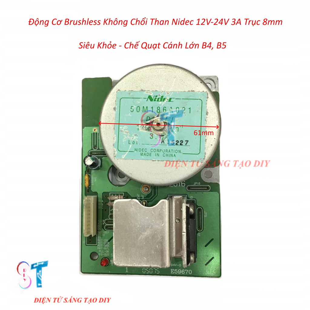 Động Cơ Brushless Không Chổi Than Chế Quạt Nidec 12V-24V 3A Trục 8mm