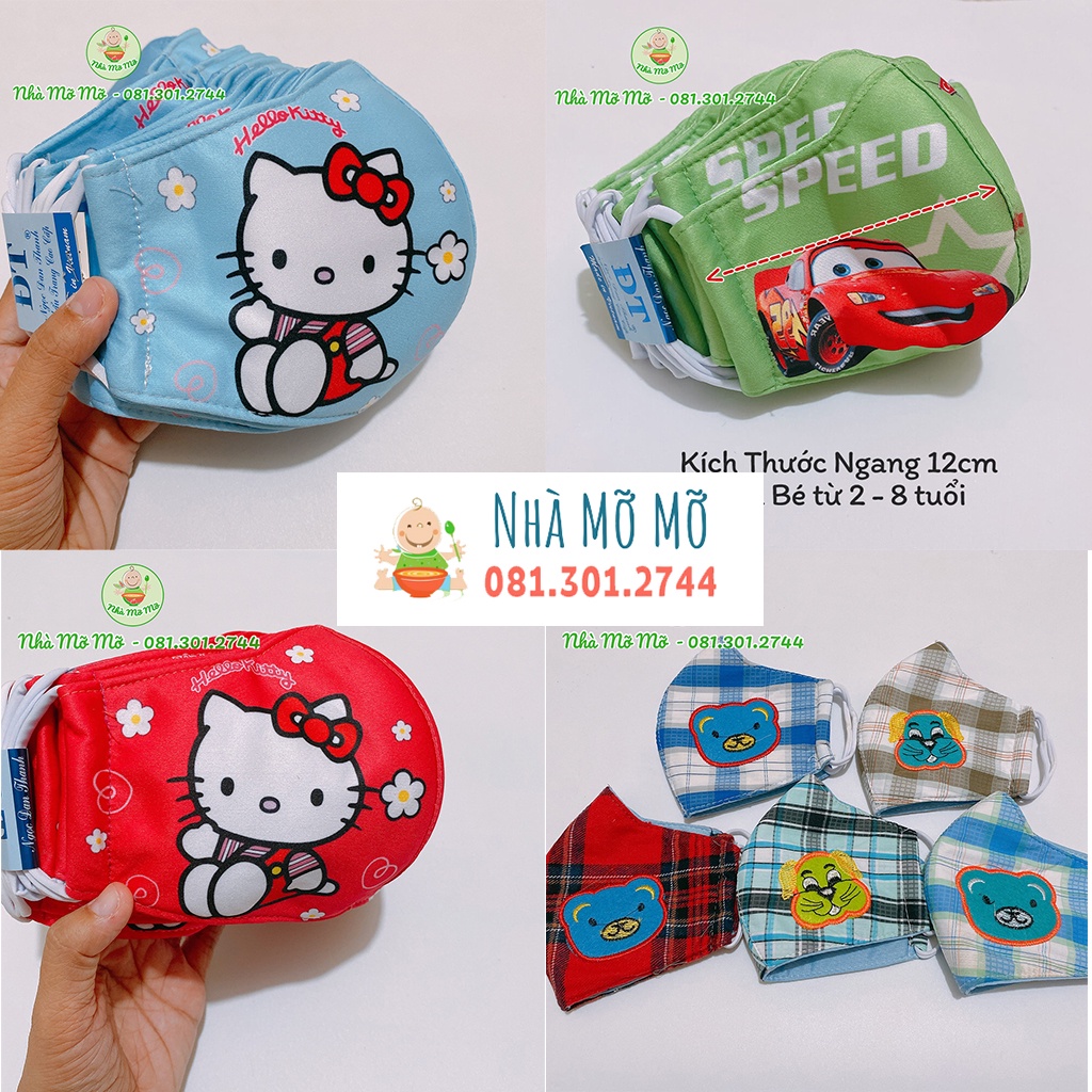 Khẩu trang vải cho bé lớn từ 5 tuổi dây rút tùy chỉnh kích thước hình công chúa Elsa Cars Nhiều Mẫu - Nhà Mỡ