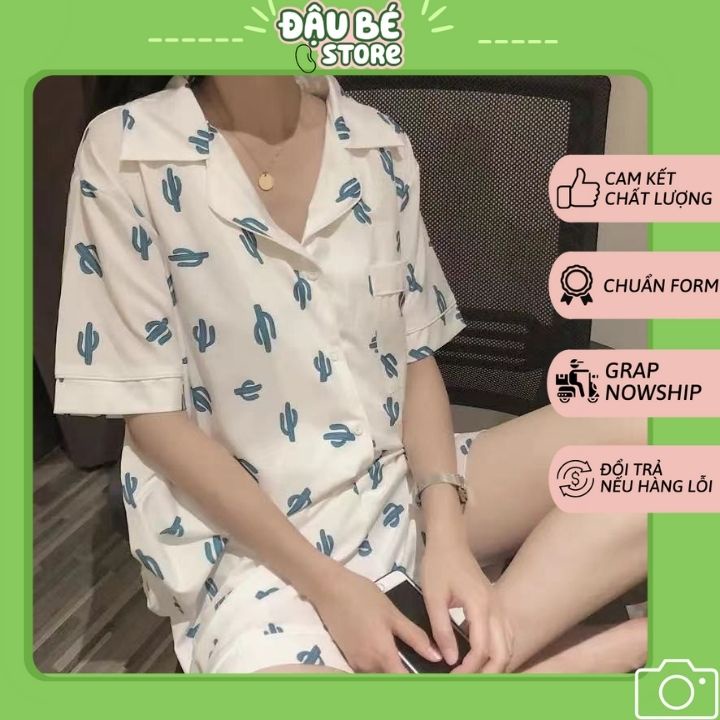 Bộ Ngủ Sương Rồng Ulzzang Cute Form Rộng - Pijama Hè Bộ Mặc Nhà Ngắn Tay Hot Trend - Daube - S015